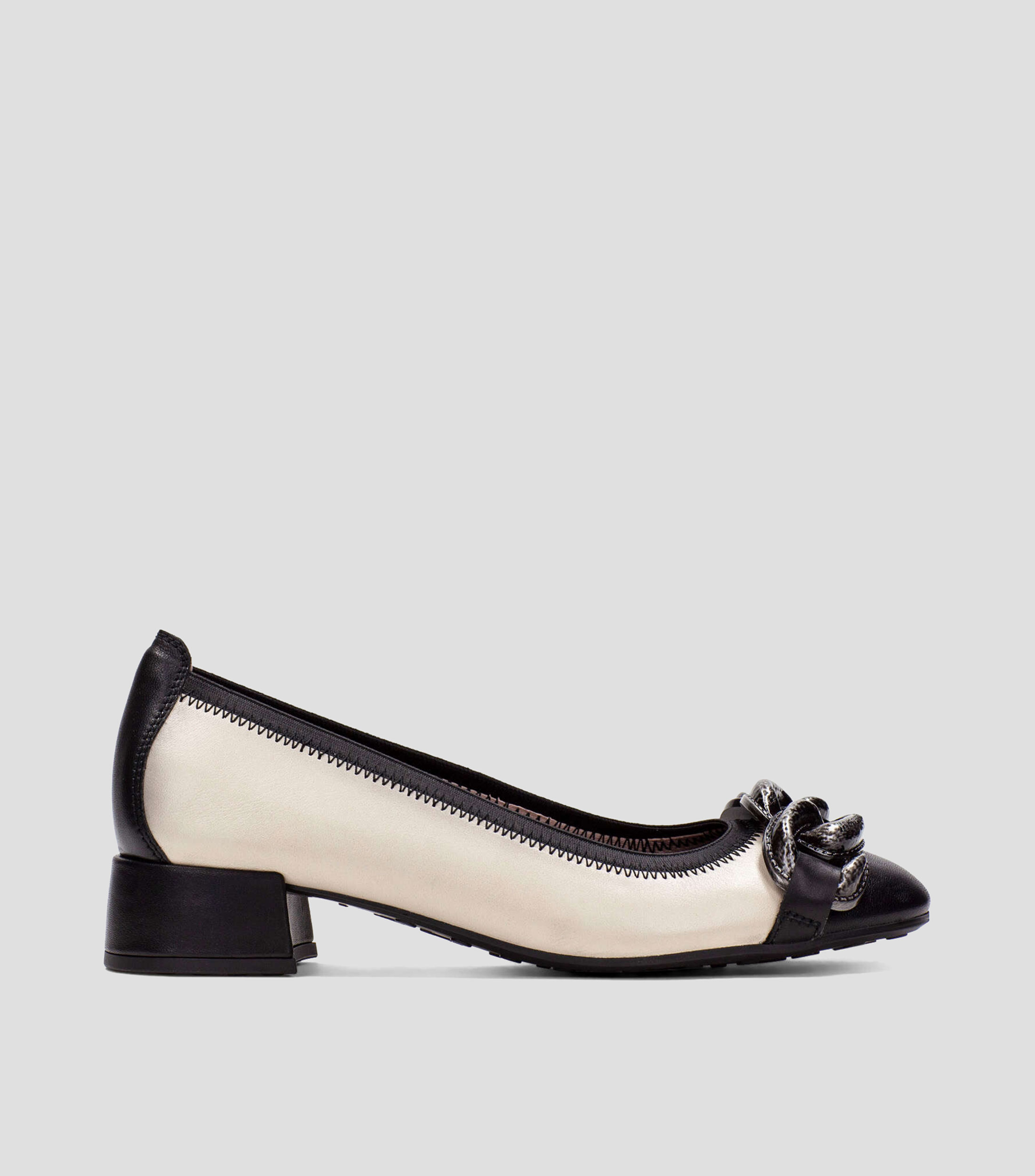 Flats Oporto en piel con tacón bajo ancho Mujer